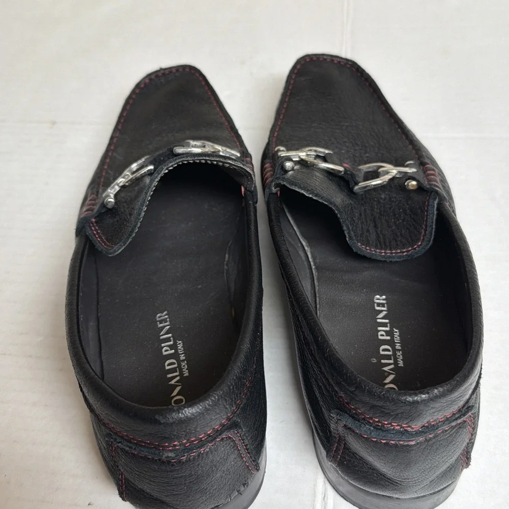 Donald Pliner Dacio 2‎ Black Pebbled Calf Leather Slip-On Loafers Men's 9.5 M
